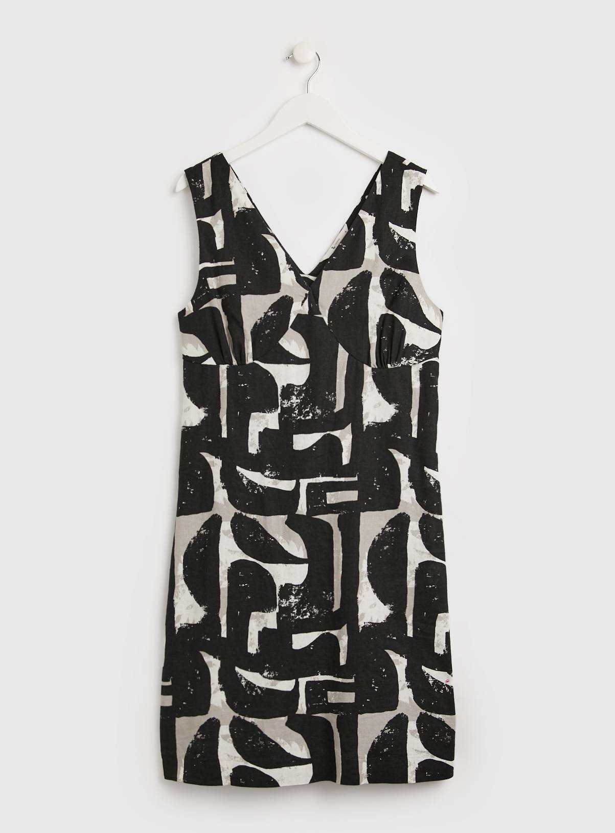 Mono Block Print Linen-Rich Shift Dress - 8 - Image 3